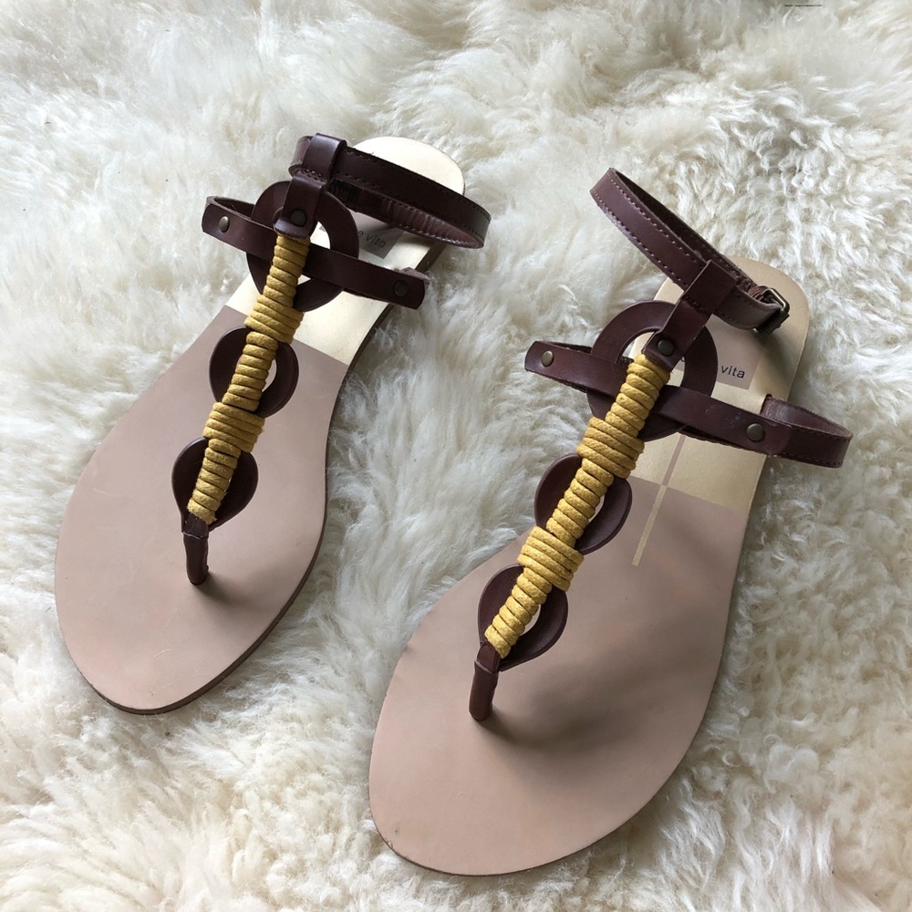 Anthropologie Brown and Yellow Sandals